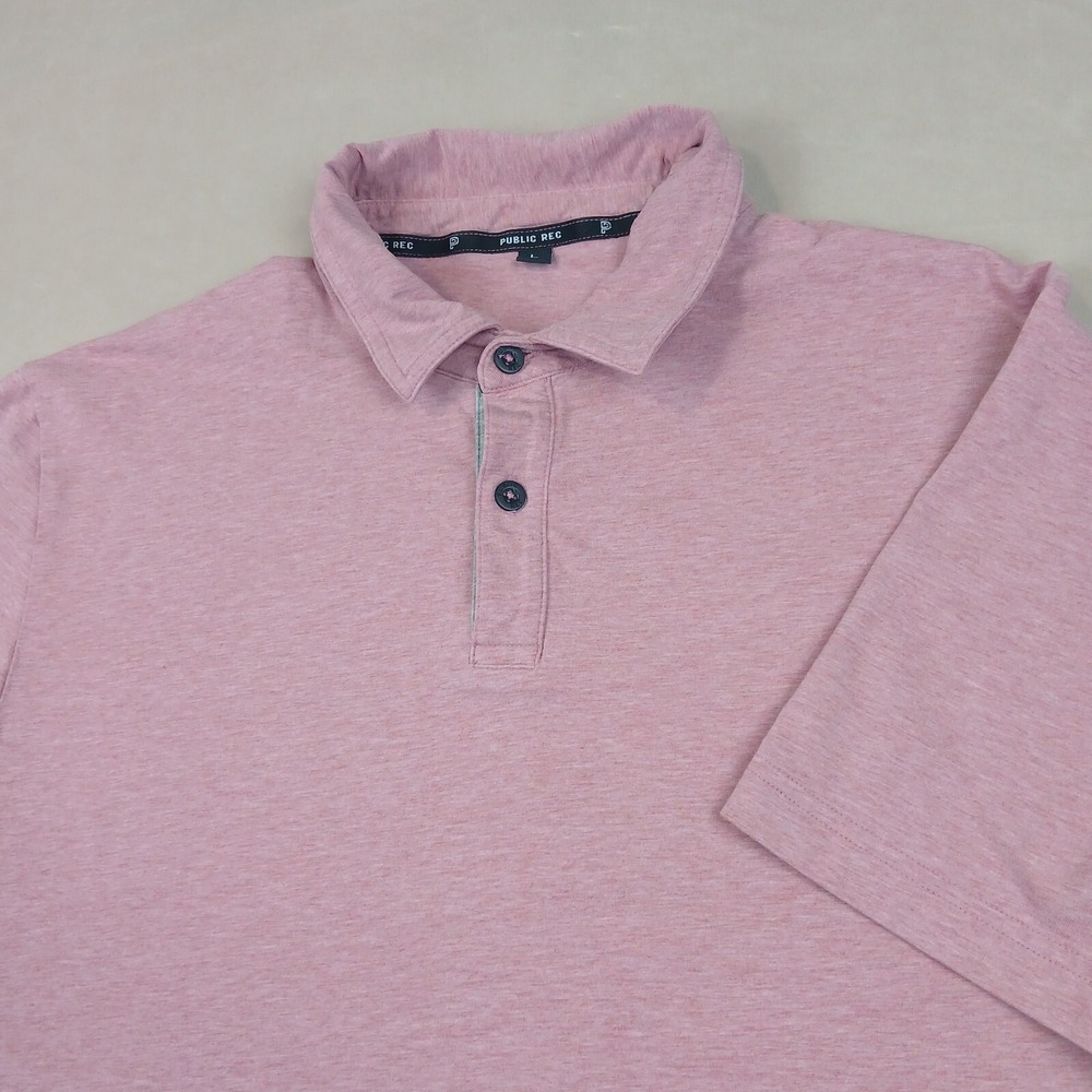Public Rec Large Mens Shirt Polo Heathered Jersey Athleisure Stretch Has Defects